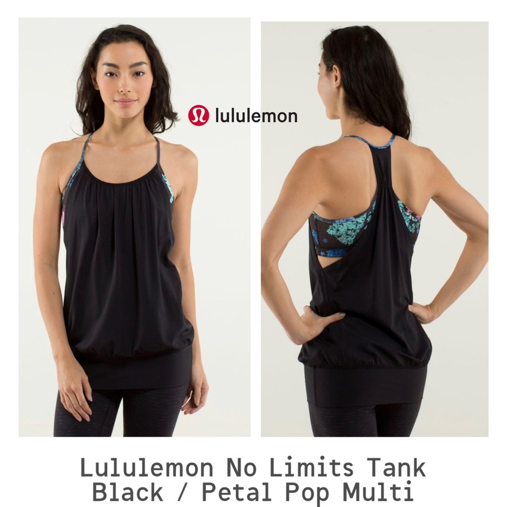 lululemon No Limits Tank - Black with Petal Pop Multi